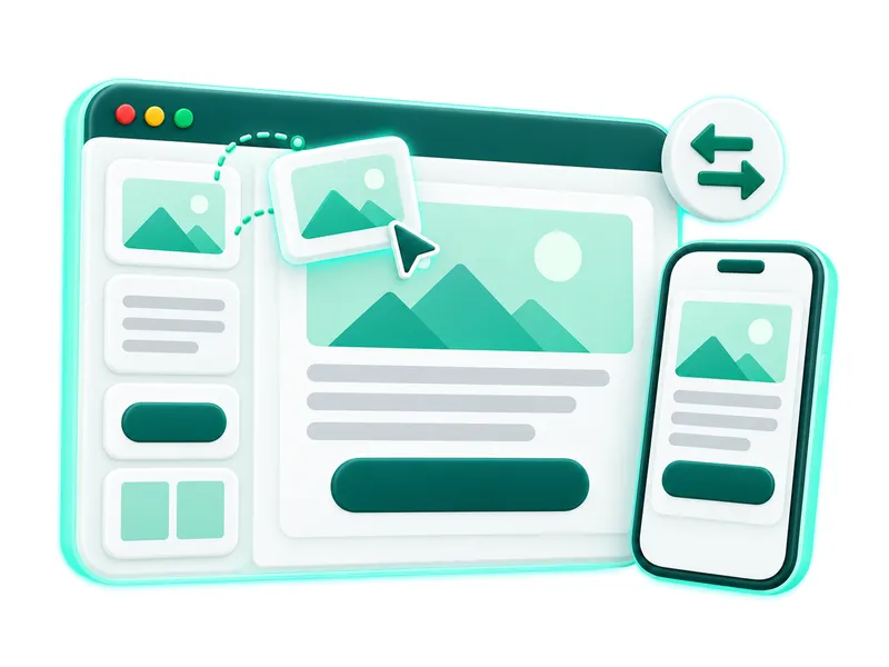 Hyo Mail Email Studio: blocks dragged into an email layout with a mobile preview beside it.